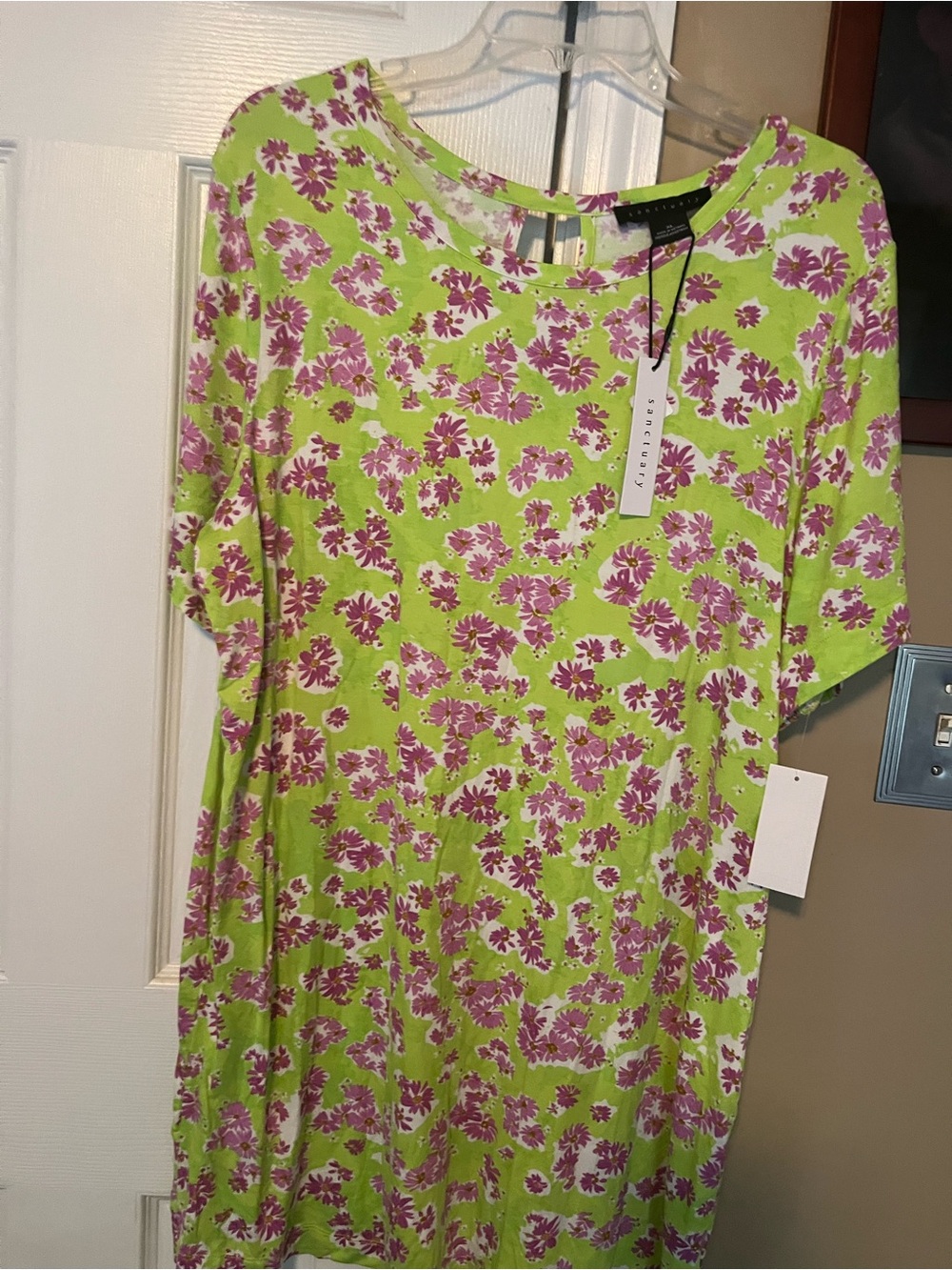 Sanctuary buttery soft Lime Green Floral night shirt Dress new